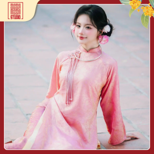 áo dìa bình hồng phấn