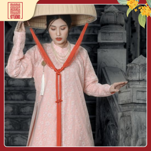 áo ngũ thân lụa hồng phấn