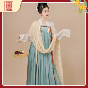 Hán Phục Thanh Lam Thêu Hoa Cổ Điển