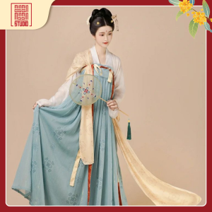 Hán Phục Thanh Lam Thêu Hoa Cổ Điển